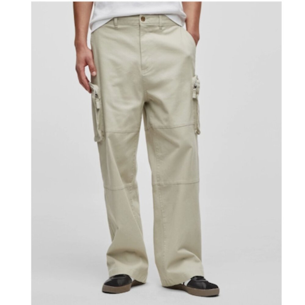 Mode of One Mens Relaxed Fit Utility Cargo Pants Dark Ecru Size 34